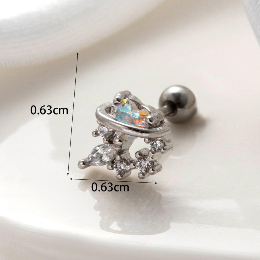 1 Stück Simple Series Klassisches Herz Kupfer Kein Beschichtungsmaterial Zirkon Damen Ohrstecker